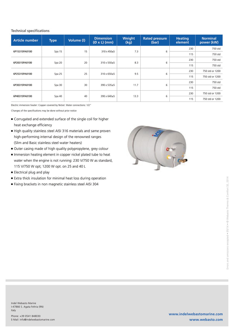 Isotherm Spa 25Lt Water Heater